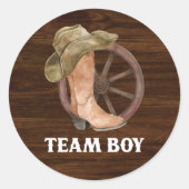 ウッド素朴フローラブーツまたは弓チームボーイステッカー ラウンドシール (正面)