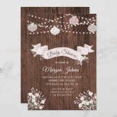 ウッド素朴フローラベビーシャワー招待状 (正面/裏面)