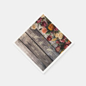 ウッド素朴フローラミスター・アンド・ミセス結婚ズ スタンダードカクテルナプキン (角)