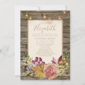 ウッド素朴フローラメイスンジャーブライダルシャワー 招待状 (正面)