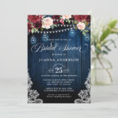 ウッド素朴フローラメイスンジャーブライダルシャワー 招待状 (スタンド正面)