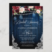 ウッド素朴フローラメイスンジャーブライダルシャワー 招待状 (正面/裏面)