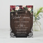 ウッド素朴フローラメイスンジャーブライダルシャワー 招待状 (スタンド正面)