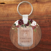 ウッド素朴フローラメイスンジャールライト結婚式の引き出物 キーホルダー (正面)