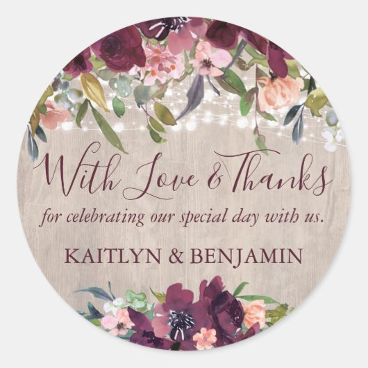 ウッド素朴フローララ結婚イツの愛感謝してい& ラウンドシール (正面)