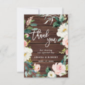 ウッド素朴フローラリースフォトサンキューカード サンキューカード (正面)