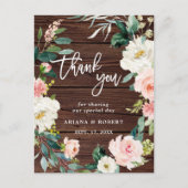 ウッド素朴フローラリース写真ありがとう ポストカード (正面)