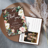 ウッド素朴フローラリース写真ありがとう ポストカード