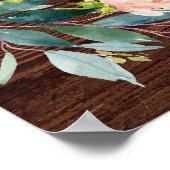 ウッド素朴フローラリース結婚のウェルカムサイン ポスター (角)