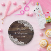 ウッド素朴フローラレースストリングラ結婚イト ペーパープレート (パーティー)