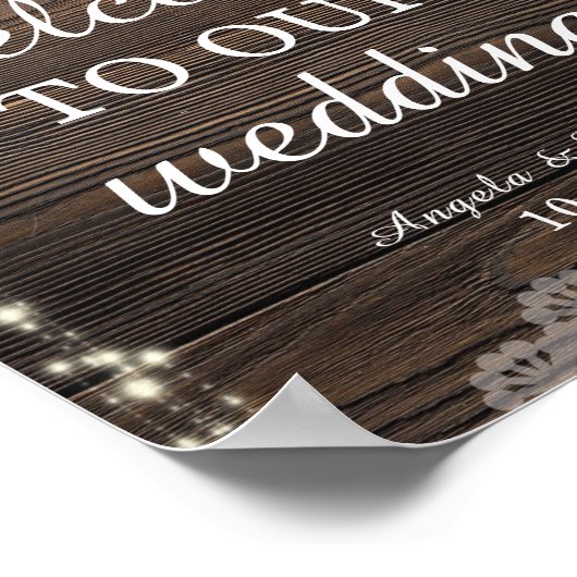 ウッド素朴フローラ歓迎結婚サイン ポスター (角)