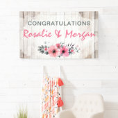 ウッド素朴フローラ結婚おめでとうサイン 横断幕 (インサイチュ)