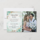 ウッド素朴フローラ結婚の感謝フォトカード サンキューカード (正面)
