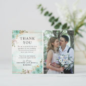 ウッド素朴フローラ結婚の感謝フォトカード サンキューカード (スタンド正面)
