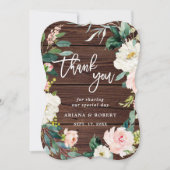 ウッド素朴フローラ結婚リースサンキューカード サンキューカード (正面)