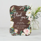 ウッド素朴フローラ結婚リースサンキューカード サンキューカード (スタンド正面)