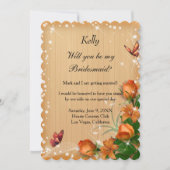 ウッド素朴フローラ蝶の花嫁 招待状 (正面)