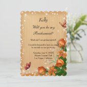 ウッド素朴フローラ蝶の花嫁 招待状 (スタンド正面)