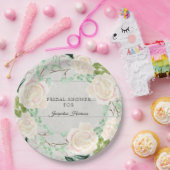 ウッド素朴ブライダルシャワーフローラアイボリーピーチバラ ペーパープレート (パーティー)