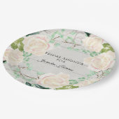 ウッド素朴ブライダルシャワーフローラアイボリーピーチバラ ペーパープレート (アングル)