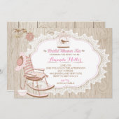 ウッド素朴ブライダルティーパーティの招待状 招待状 (正面/裏面)
