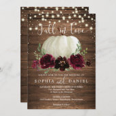 ウッド素朴ブルグンディパンプキン結婚式招待状 招待状 (正面/裏面)