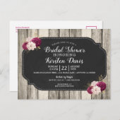 ウッド素朴ブルゴーニュフローラブライダルシャワー ポストカード (正面/裏面)