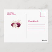 ウッド素朴ブルゴーニュフローラブライダルシャワー ポストカード (裏面)