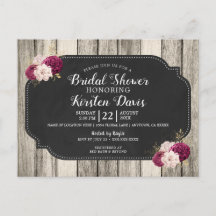 ウッド素朴ブルゴーニュフローラブライダルシャワー