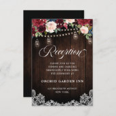 ウッド素朴ブルゴーニュフローラメイスンジャー披露宴 エンクロージャーカード (正面/裏面)