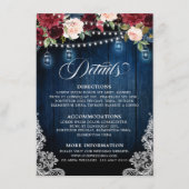 ウッド素朴ブルゴーニュフローラメイスンジャー結婚ズ エンクロージャーカード (正面)