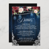 ウッド素朴ブルゴーニュフローラメイスンジャー結婚ズ エンクロージャーカード (正面/裏面)