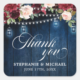 ウッド素朴ブルゴーニュフローラメイスンジャー結婚ズ スクエアシール