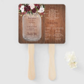 ウッド素朴ブルゴーニュフローラメイスンジャー結婚ズ ハンドファン (正面&裏面)