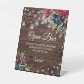 ウッド素朴ブルゴーニュフローラライトオープンバー標識 台座サイン (正面)