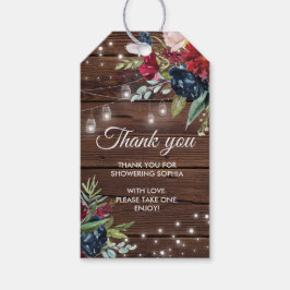 ウッド素朴ブルゴーニュフローラライトブライダルシャワー ギフトタグ