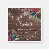 ウッド素朴ブルゴーニュフローラライトブライダル スタンダードカクテルナプキン (正面)