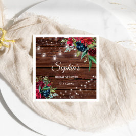 ウッド素朴ブルゴーニュフローラライトブライダル スタンダードカクテルナプキン