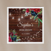 ウッド素朴ブルゴーニュフローラライトブライダル スタンダードカクテルナプキン