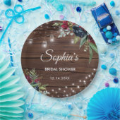 ウッド素朴ブルゴーニュフローラライトブライダル ペーパープレート (パーティー)