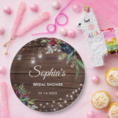 ウッド素朴ブルゴーニュフローラライトブライダル ペーパープレート (パーティー)