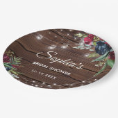 ウッド素朴ブルゴーニュフローラライトブライダル ペーパープレート (アングル)