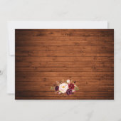 ウッド素朴ブルゴーニュフローラリース保存日 セーブザデート (裏面)