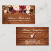 ウッド素朴ブルゴーニュフローラ名刺 予約カード (正面/裏面)