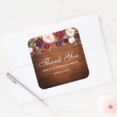 ウッド素朴ブルゴーニュフローラ結婚ズ・サンキュー スクエアシール (封筒)