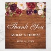 ウッド素朴ブルゴーニュフローラ結婚ズ・サンキュー ワインラベル (シングルラベル)