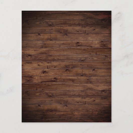 ウッド素朴ブルゴーニュ赤の予算の結婚式の招待 (裏面)