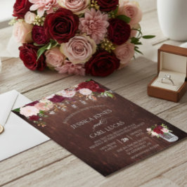 ウッド素朴ブルゴーニュ赤面ピンクローズバジェットジャー チラシ