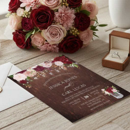 ウッド素朴ブルゴーニュ赤面ピンクローズバジェットジャー チラシ