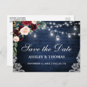 ウッド素朴ブルゴーニュ青フローラ保存日 案内ポストカード (正面/裏面)